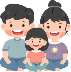 Happy family sitting on floor vector