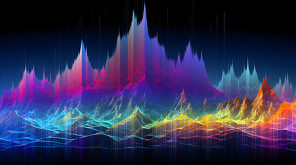 Abstract visualization of High-Frequency (HF) in the 600 MHz Spectrum in Vibrant Colors - obrazy, fototapety, plakaty
