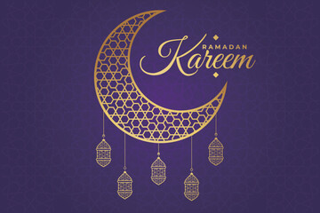 Ramadhan, Eid al-Fitr, Islamic calendar background greeting card with crescent moon decoration © 月 明