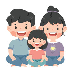 Happy family sitting on floor