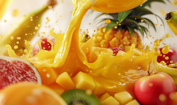 Exotic Elixir: Nutritious Multifruit Juice with Tropical Fruits