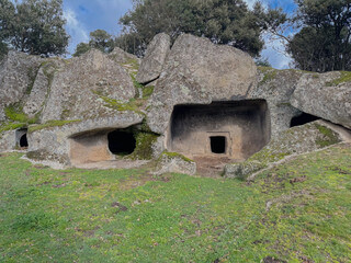 Domus de Janas necropolis Partulesi Ittireddu - fairy house, prehistoric stone structure typical of Sardinia 
