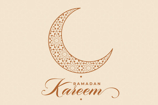 Ramadhan, Eid al-Fitr, Islamic calendar background greeting card with crescent moon decoration