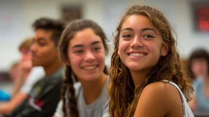 Fototapeta premium Group of Diverse High School Friends Sharing a Joyful Moment Together