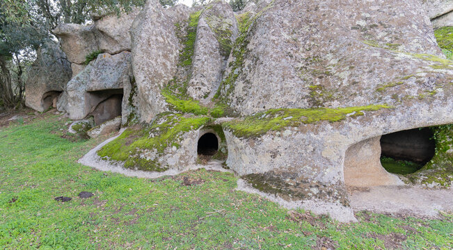Domus de Janas necropolis Partulesi Ittireddu - fairy house, prehistoric stone structure typical of Sardinia 
