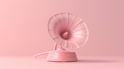 Pink vintage gramophone - 3D illustration, 3D render.