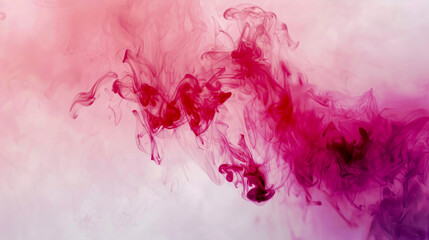 Abstract smoke colored neon pink on white background.