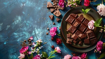 Eid celebration with flowers and chocolate.