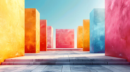 Pastel Dream Contemporary Architectural in Soft Hues, Elegance Serenity of Abstract Minimalism in Building Ethereal Cityscapes, Pastel Architecture, A Fusion of Modern Design and Gentle Tone.