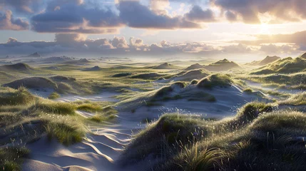 Gartenposter Grass covered dunes. Ai generative. © Dar1930