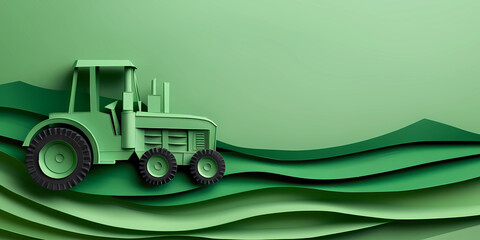 Green farm tractor 