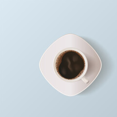 White cup of black coffee. Vector illustration. Sketch for creativity.