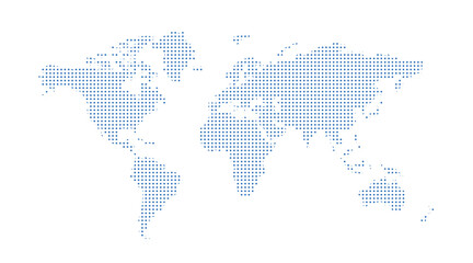 Dotted world map. Blue vector illustration. World map vector, isolated on white background. Suitable for web site pattern, anual report, inphographics. Globe similar worldmap icon. Travel worldwide