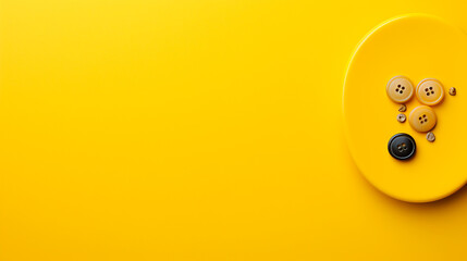Yellow shirt buttons on a yellow background, concept of product combination with beautiful background.