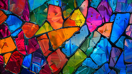 colorful abstract background with broken glass effect, stained glass backdrop - obrazy, fototapety, plakaty