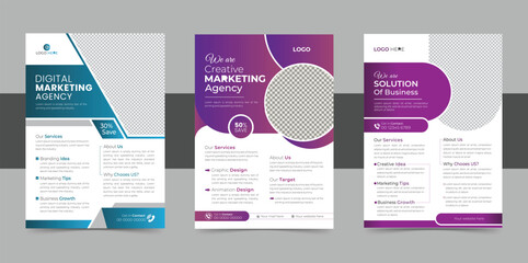 Corporate business flyer design template, digital marketing flyer design template, business flyer bundle set, poster design