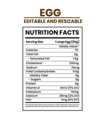 Egg Nutrition Facts Template, Egg nutrient information label 