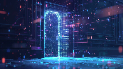 Fototapeta premium Securing the Digital Flow: Lock on Information Streams