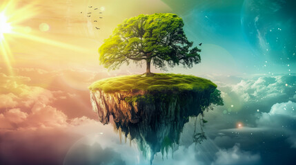 Fototapeta premium verdant cityscape with eco-friendly buildings and natural landscaping. Green energy metropolis cradled in the palm