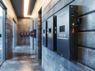 battery packs alternative electric energy storage system at home garage wall 