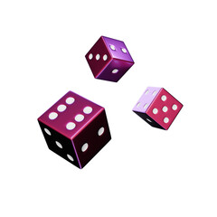 purple casino dice falling on transparent background