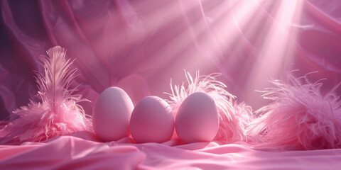 Fantasy spectral easter egg in fantasy fairy mist background with flowers festive background .
