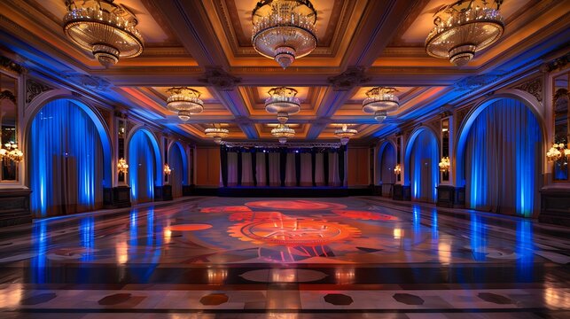 Classic Ballroom for Awards Ceremonies with perfect lighting. Generative Ai