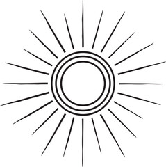 Vintage Sunbursts in Different Shapes. Trendy Hand Drawn Retro Bursting Rays Design Elements. Hipster Vector illustration