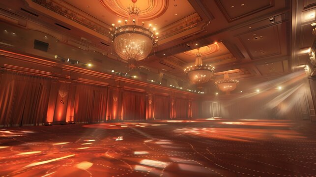 Classic Ballroom for Awards Ceremonies with perfect lighting. Generative Ai
