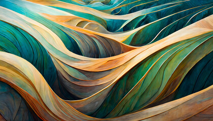 Sculptural Waves: Voluminous Overlapping Curves in Harmony background with waves