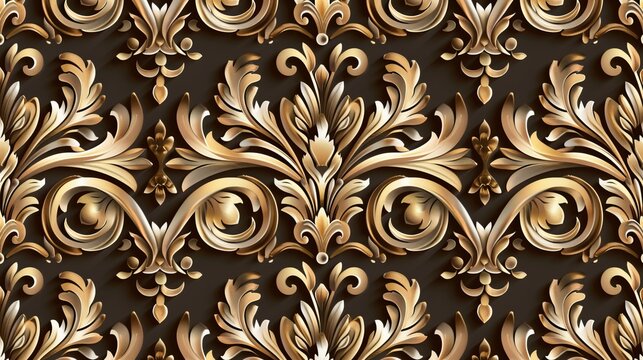 Seamless vintage background brown baroque pattern 