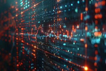 Stock market chart lines and financial graphs on technology abstract background, AI generated