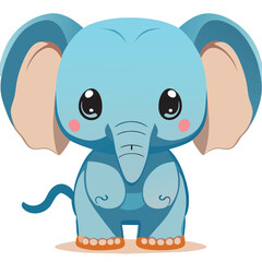 cute elephant clipart,full body, cartoon, cute, 2d, white background, kawaii for sticker, vector illustration kawaii