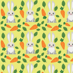 Vector children's illustration. Forest animals, hares and carrots. The pattern for printing.