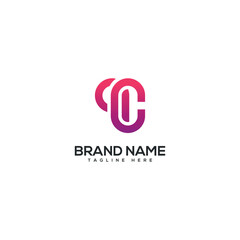 Modern colorful letter QC CQ logo design vector element. Initials business logo.
