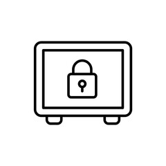 Safe box outline icons, minimalist vector illustration ,simple transparent graphic element .Isolated on white background