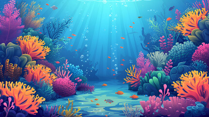 Fototapeta na wymiar Underwater world with fish and corals, generative ai
