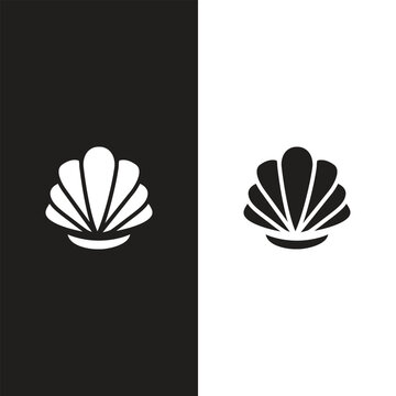 Seashell shell / shellfish or seafood line art icon for wildlife apps and websites