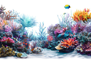 Fototapeta na wymiar Underwater Wonderland isolated on white background