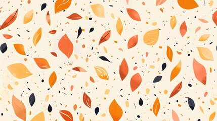 Autumn Leaves Pattern: Vibrant Mix of Orange, Yellow, and Brown Leaves on Light Background