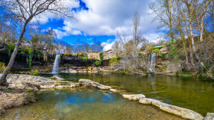 Fototapeta na wymiar Jerea River Waterfall, Pedrosa de Tobalina, Valle de Tobalina, Las Merindades, Burgos, Castilla y León, Spain, Europe