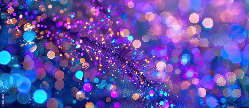 Poster a captivating display of purple and blue bucket background with a feather creating a mesmerizing and