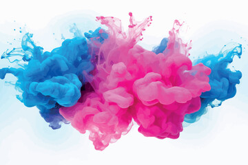 colorful rainbow holi paint color powder explosion isolated on white wide panorama background - obrazy, fototapety, plakaty