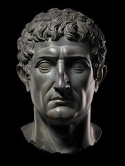 Busts of Roman politician and general Mark Antony. Marble sculpture of ancient generals and senators.
