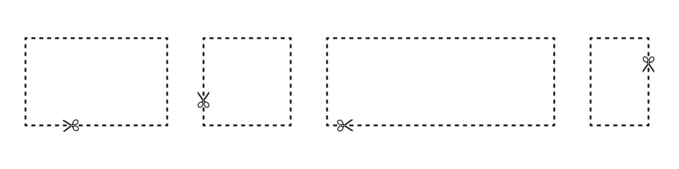 Square cut line paper scissors with different size illustration decoration