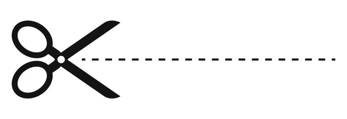 scissors cut paper dotted line separator border illustration vector