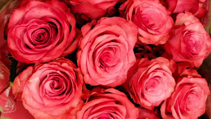 Large pink flower bouquet. 