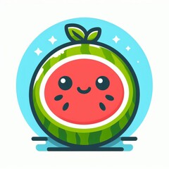 Obraz premium flat logo vector isolated watermelon fruit, cartoon, white background