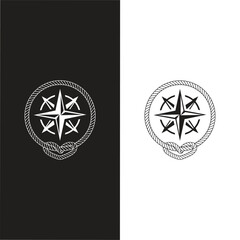 Round rope curve symbol set. Different thickness circular ropes set for decoration. Vector isolated on white.