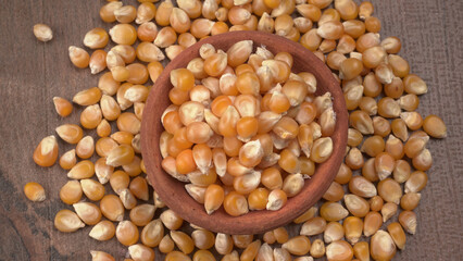 Raw Corn Seeds or Corn kernels are from Maize is a grain, and the kernels are used in cooking as a vegetable or a source of starch.